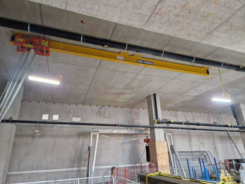 2.5t swl William Hackett Ultra Low Headroom Hoist and Trolley and Monorail Beam
