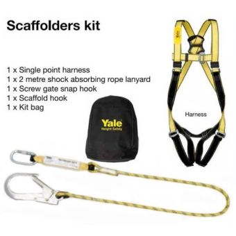Fall Arrest Harness and Lanyard with Scaffold Hook